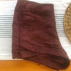Roxy burgundy red suede short